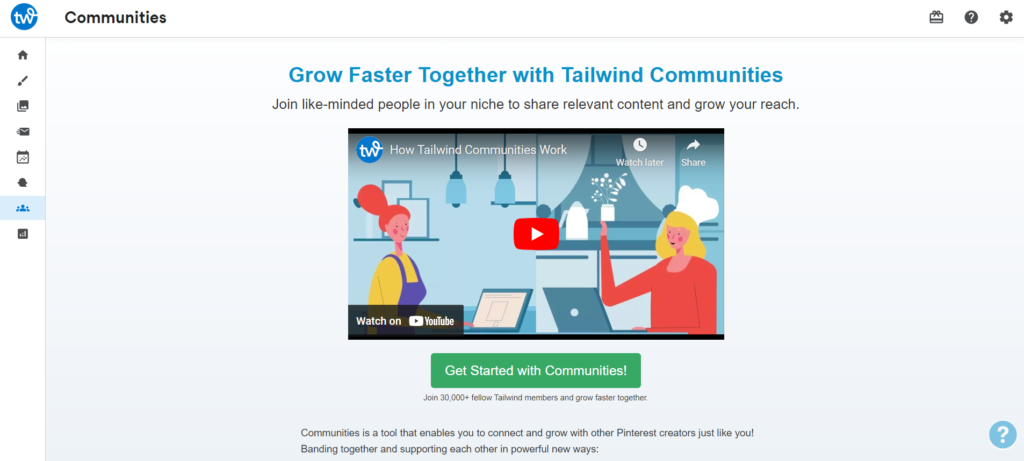 Screenshot Tailwind communities